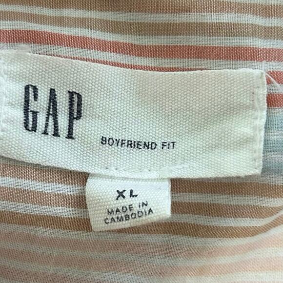 Gap Women Boyfriend Fit Shirt Long Sleeve Striped Cotton Preppy Casual Size XL - Picture 5 of 8